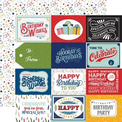 Echo Park Birthday Salutations Designpapier - 4 x 3 Journaling Cards